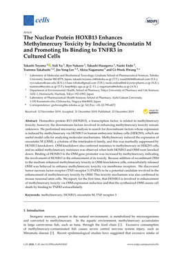 The Nuclear Protein HOXB13 Enhances Methylmercury Toxicity by Inducing Oncostatin M and Promoting Its Binding to TNFR3 in Cultured Cells