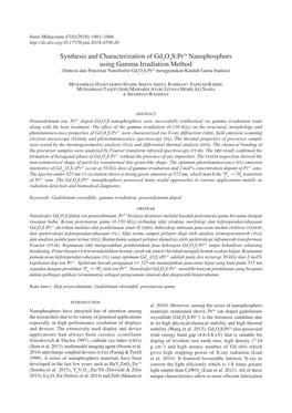 Synthesis and Characterization of Gd2o2s:Pr3+ Nanophosphors