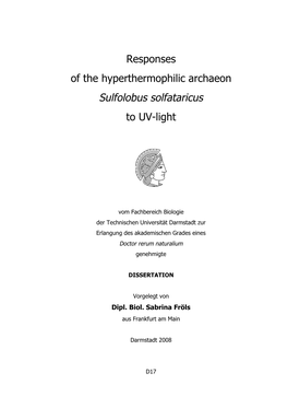 Sulfolobus Solfataricus to UV-Light