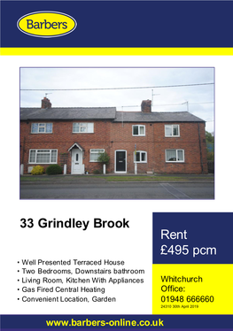 Rent £495 Pcm 33 Grindley Brook