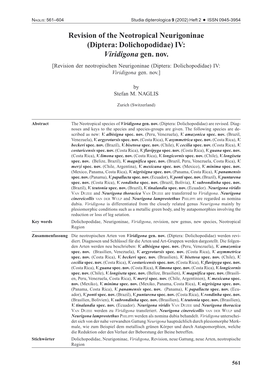 Revision of the Neotropical Neurigoninae (Diptera: Dolichopodidae) IV: Viridigona Gen