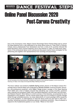 Online Panel Discussion 2020 Post-Corona Creativity