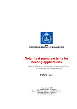 Solar Heat Pump Systems for Heating Applications Analysis of System Performance and Possible Solutions for Improving System Performance