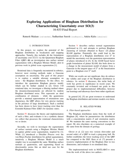Exploring Applications of Bingham Distribution for Characterizing Uncertainty Over SO(3) 16-833 Final Report