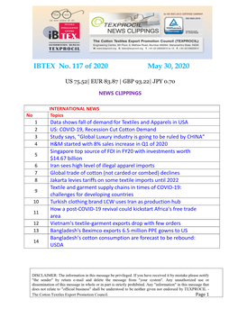 IBTEX No. 117 of 2020 May 30, 2020