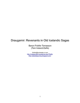 Draugarnir: Revenants in Old Icelandic Sagas