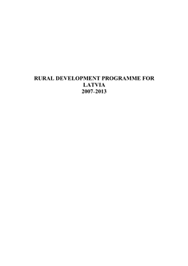 Rural Development Programme for Latvia 2007–2013