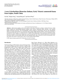 A New Griesbachian–Dienerian (Induan, Early Triassic) Ammonoid Fauna from Gujiao, South China