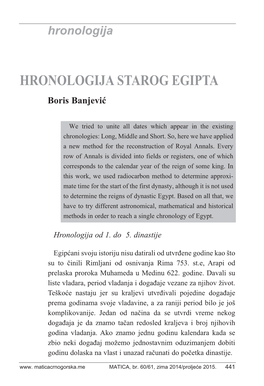 HRONOLOGIJA STAROG EGIPTA Boris Banjević