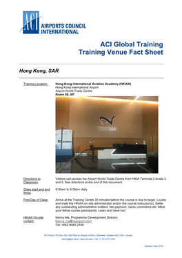 ACI Global Training Training Venue Fact Sheet