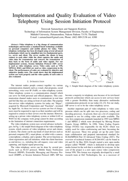 Implementation and Quality Evaluation of Video Telephony Using Session Initiation Protocol