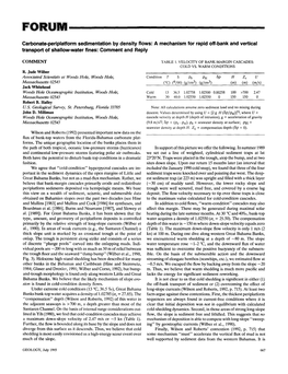 Carbonate-Periplatform Sedimentation by Density Flows: a Mechanism for Rapid Off-Bank and Vertical Transport of Shallow-Water Fines: Comment and Reply