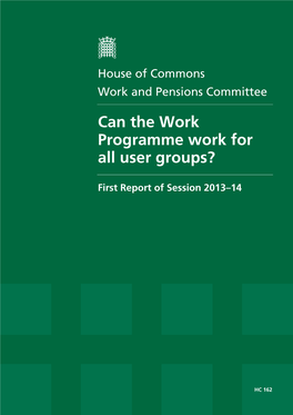 Can the Work Programme Work for All User Groups?