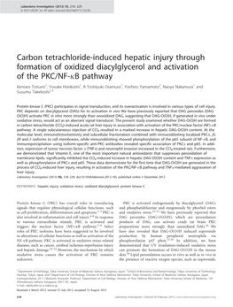 Carbon Tetrachloride-Induced Hepatic Injury Through Formation of Oxidized