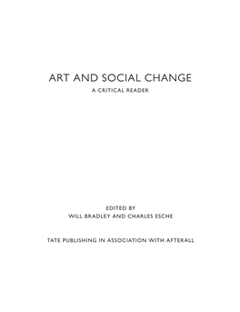 Art and Social Change a Critical Reader