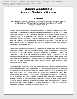 Quantum Computing and Quantum Simulation with Atoms