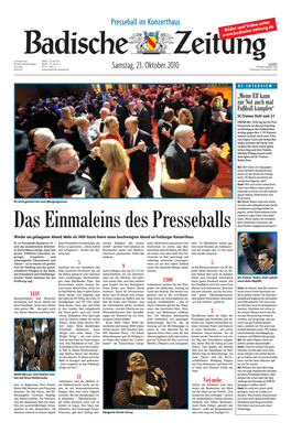 Samstag, 23. Oktober 2010 Sonderausgabe Zum Internet Freiburger Presseball 2010