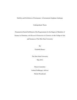 Stability and Exfoliation of Germanane: a Germanium Graphane Analogue
