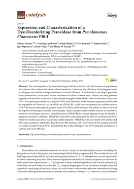 Expression and Characterization of a Dye-Decolorizing Peroxidase from Pseudomonas Fluorescens Pf0-1