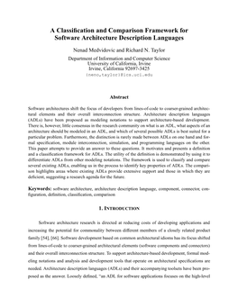 A Classification and Comparison Framework for Software