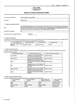 Form 603 Notice of Initial Substantial Holder