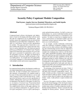 Department of Computer Science Security Policy Cognizant Module