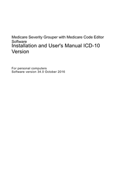 Installation and User's Manual ICD-10 Version