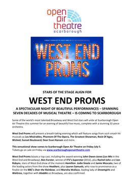 West End Proms a Spectacular Night of Beautiful Performances – Spanning Seven Decades of Musical Theatre – Is Coming to Scarborough