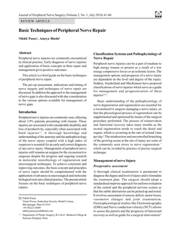 Basic Techniques of Peripheral Nerve Repair