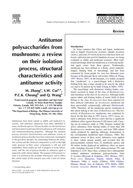 Antitumor Polysaccharides from Mushrooms: a Review on Their Isolation Process, Structural Characteristics and Antitumor Activity