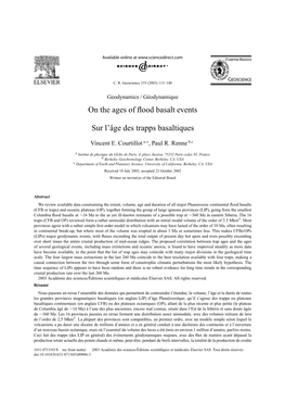 On the Ages of Flood Basalt Events Sur L'âge Des Trapps Basaltiques