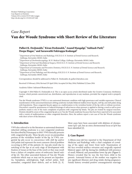 Case Report Van Der Woude Syndrome with Short Review of the Literature