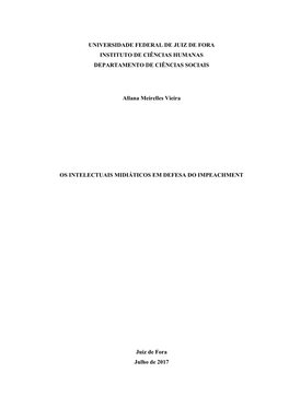 Os Intelectuais Midiáticos Em Defesa Do Impeachment
