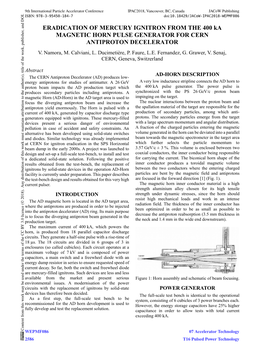 ERADICATION of MERCURY IGNITRON from the 400 Ka MAGNETIC HORN PULSE GENERATOR for CERN ANTIPROTON DECELERATOR V