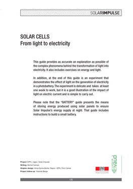 SOLAR CELLS from Light to Electricity
