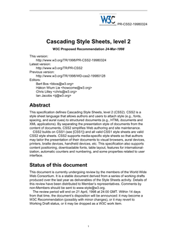 Cascading Style Sheets, Level 2 W3C Proposed Recommendation 24-Mar-1998