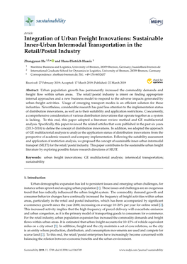 Integration of Urban Freight Innovations: Sustainable Inner-Urban Intermodal Transportation in the Retail/Postal Industry