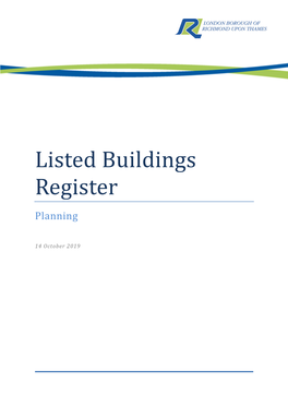Listed Buildings Register Planning