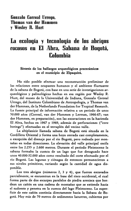 La Ecología Y Tecnología De Los Abrigos Rocosos En El Abra, Sabana De Bogotá, Colombia