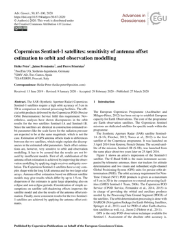 Copernicus Sentinel-1 Satellites: Sensitivity of Antenna Offset Estimation to Orbit and Observation Modelling