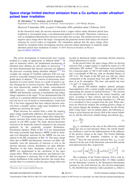 Space Charge Limited Electron Emission from a Cu Surface Under Ultrashort Pulsed Laser Irradiation ͒ W