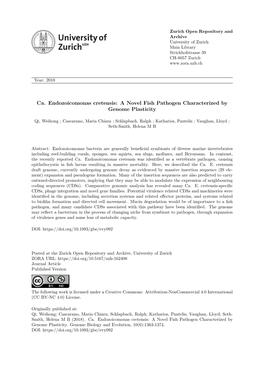 Ca. Endozoicomonas Cretensis: a Novel Fish Pathogen Characterized by Genome Plasticity