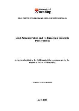 Land Administration and Its Impact on Economic Development