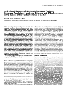 Activation of Metabotropic Glutamate Receptors Produces Reciprocal