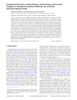 Compensation for Coarticulation, Õuõ-Fronting, and Sound Change in Standard Southern British: an Acoustic and Perceptual Study