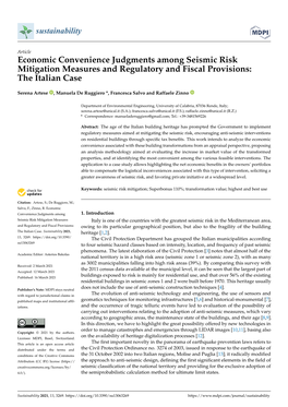 Economic Convenience Judgments Among Seismic Risk Mitigation Measures and Regulatory and Fiscal Provisions: the Italian Case