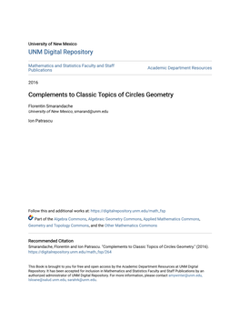 Complements to Classic Topics of Circles Geometry