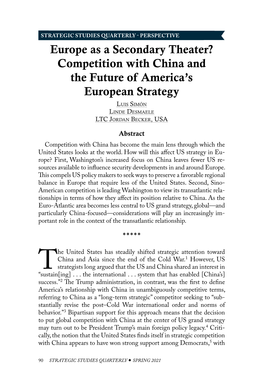 Competition with China and the Future of America's European Strateg