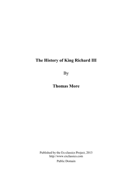 The History of King Richard III by Thomas More