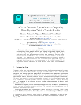 A Vector Semantics Approach to the Geoparsing Disambiguation Task for Texts in Spanish